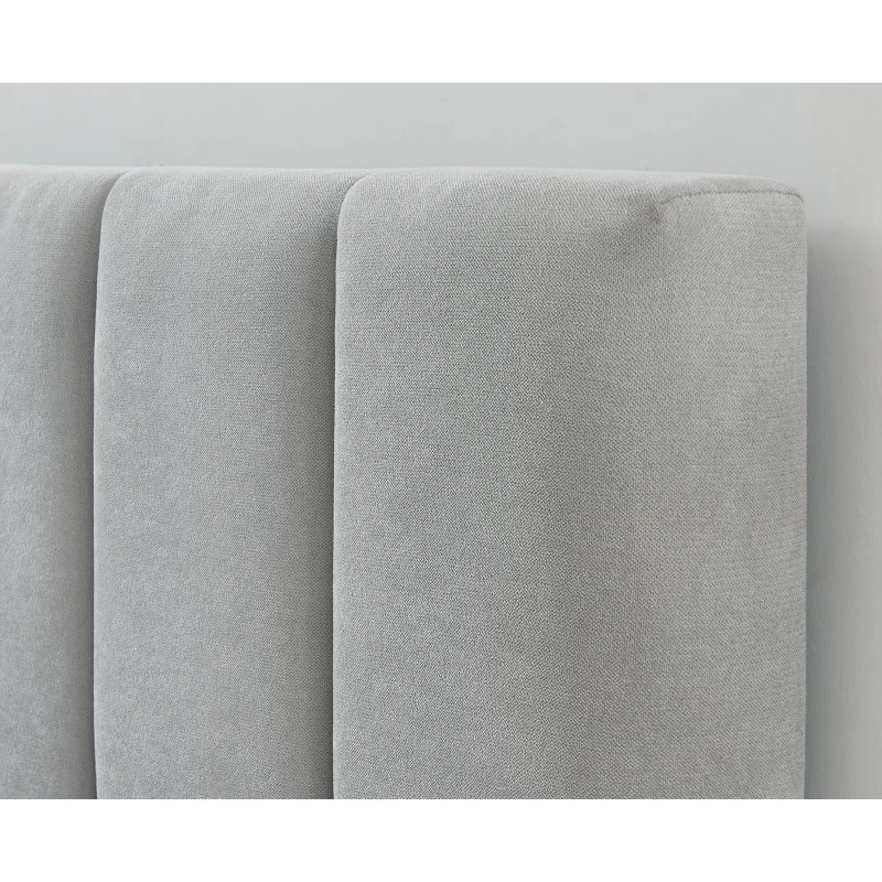 Lit Double MARIUS Tissu Gris Perle 140x190 Sommier Inclus 4 Lit Double MARIUS Tissu Gris Perle 140x190 Sommier Inclus – Image 4