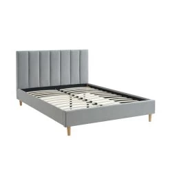 Lit Double MARIUS Tissu Gris Perle 140x190 Sommier Inclus 13 Lit Double MARIUS Tissu Gris Perle 140x190 Sommier Inclus -Meuble Déco Soldes lit double marius velours gris perle 140x190 sommier inclus 4