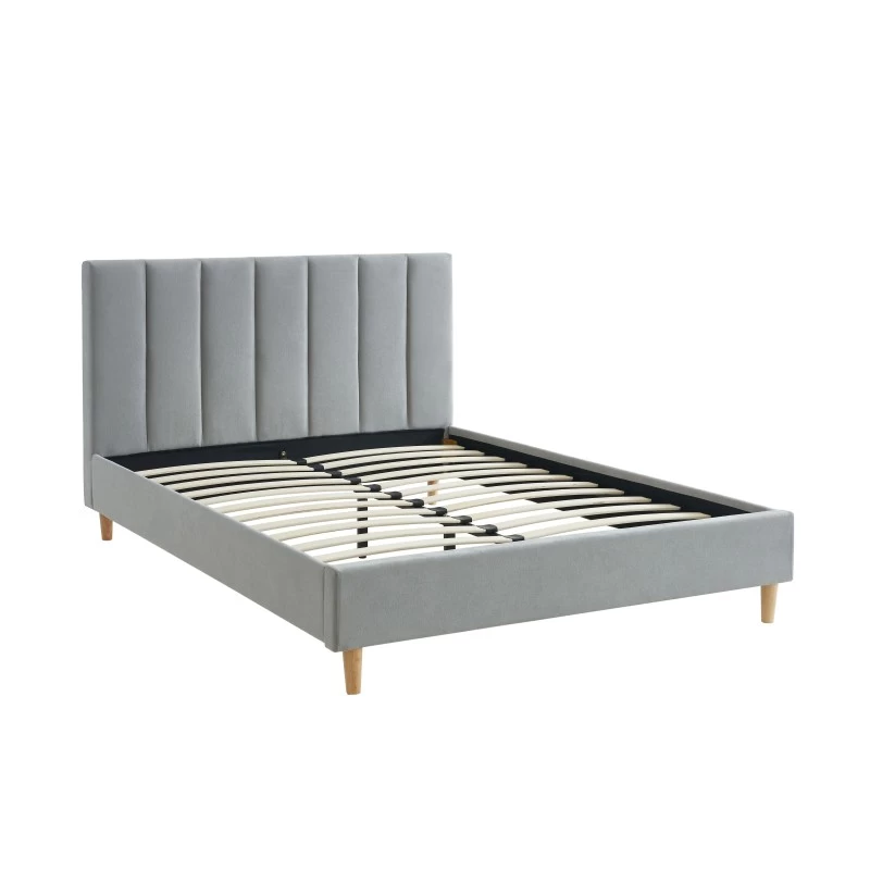 Lit Double MARIUS Tissu Gris Perle 140x190 Sommier Inclus 6 Lit Double MARIUS Tissu Gris Perle 140x190 Sommier Inclus – Image 6