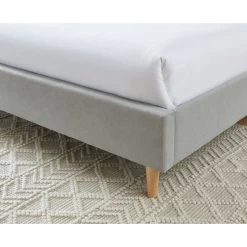 Lit Double MARIUS Tissu Gris Perle 160x200 Sommier Inclus -Meuble Déco Soldes lit double marius velours gris perle 160x200 sommier inclus 3