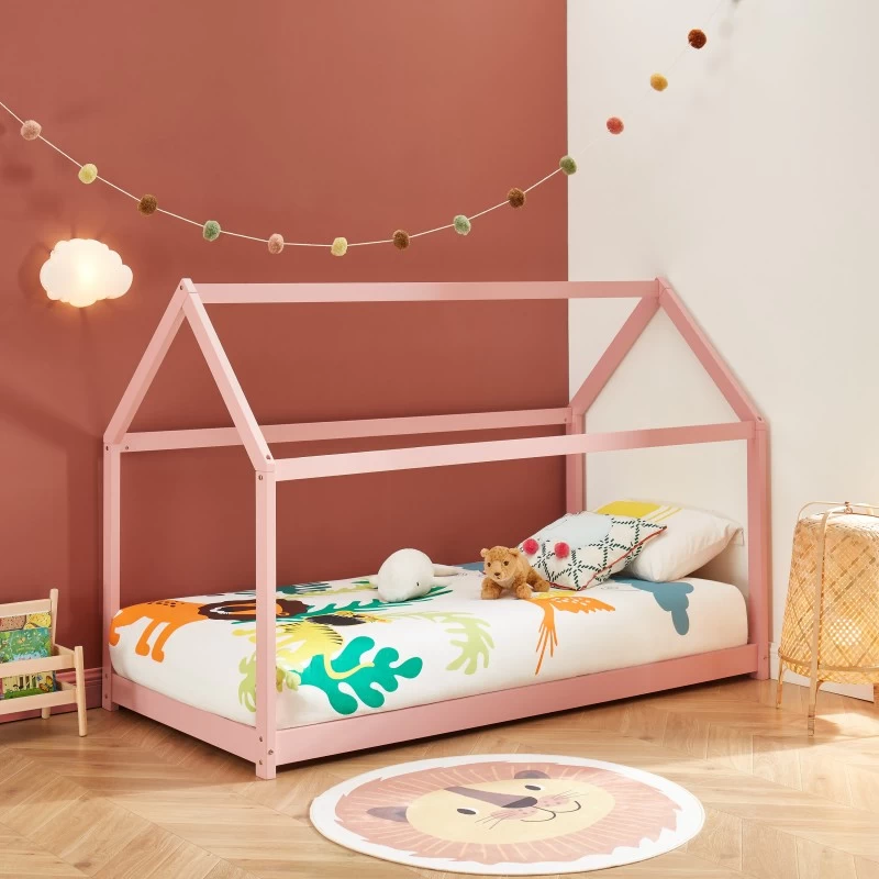 Lit Enfant Cabane TINY Pin Rose 90x190 Sommier Inclus 1 Lit Enfant Cabane TINY Pin Rose 90x190 Sommier Inclus