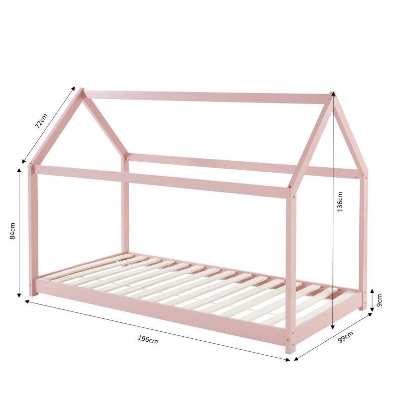 Lit Enfant Cabane TINY Pin Rose 90x190 Sommier Inclus 2 Lit Enfant Cabane TINY Pin Rose 90x190 Sommier Inclus – Image 2