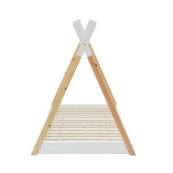 Lit Enfant Cabane TINY Pin Massif Blanc Et Naturel Sommier 90x200 Inclus -Meuble Déco Soldes lit enfant cabane tiny pin massif blanc et naturel sommier 90x200 inclus 3