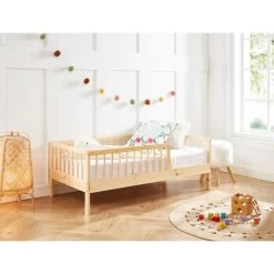 Lit Enfant LOU Pin Massif 70x140 Sommier Inclus -Meuble Déco Soldes lit enfant lou en pin massif couleur bois naturel 70 x 140 cm 2