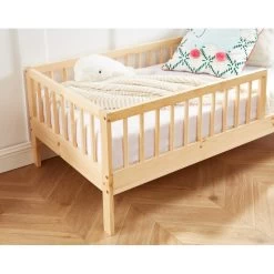 Lit Enfant LOU Pin Massif 70x140 Sommier Inclus -Meuble Déco Soldes lit enfant lou en pin massif couleur bois naturel 70 x 140 cm 3