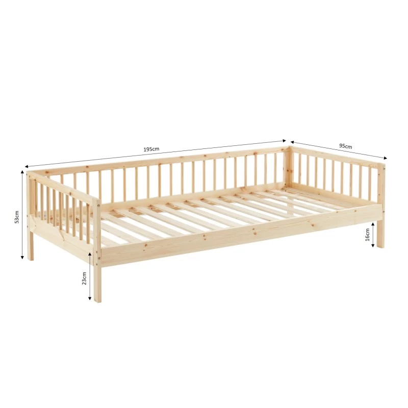 Lit Enfant LOU Pin Massif 90x190 Sommier Inclus 2 Lit Enfant LOU Pin Massif 90x190 Sommier Inclus – Image 2