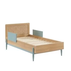 Lit Enfant PABLO Bleu Et Cannage Rotin 70x140 Sommier Inclus -Meuble Déco Soldes lit enfant pablo bleu et cannage rotin 70x140 sommier inclus 3