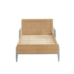 Lit Enfant PABLO Bleu Et Cannage Rotin 70x140 Sommier Inclus -Meuble Déco Soldes lit enfant pablo bleu et cannage rotin 70x140 sommier inclus 5