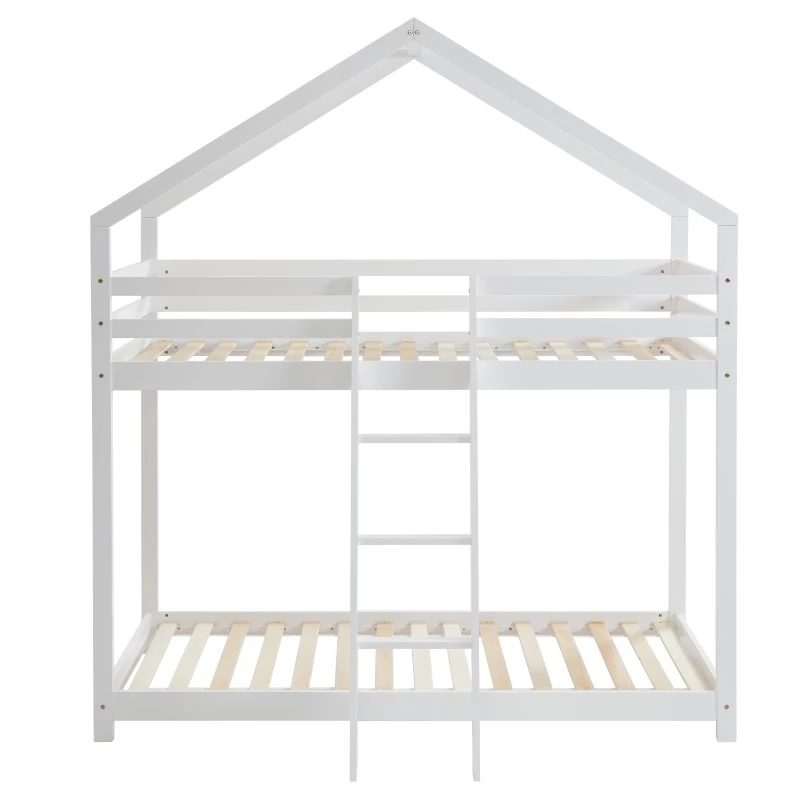 Lit Cabane Superposé TINY Pin Blanc 90x190 Sommier Inclus 3 Lit Cabane Superposé TINY Pin Blanc 90x190 Sommier Inclus – Image 3