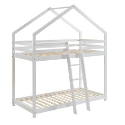 Lit Cabane Superposé TINY Pin Blanc 90x190 Sommier Inclus 10 Lit Cabane Superposé TINY Pin Blanc 90x190 Sommier Inclus -Meuble Déco Soldes lit superpose tiny bois massif de pin blanc 90x190cm 3