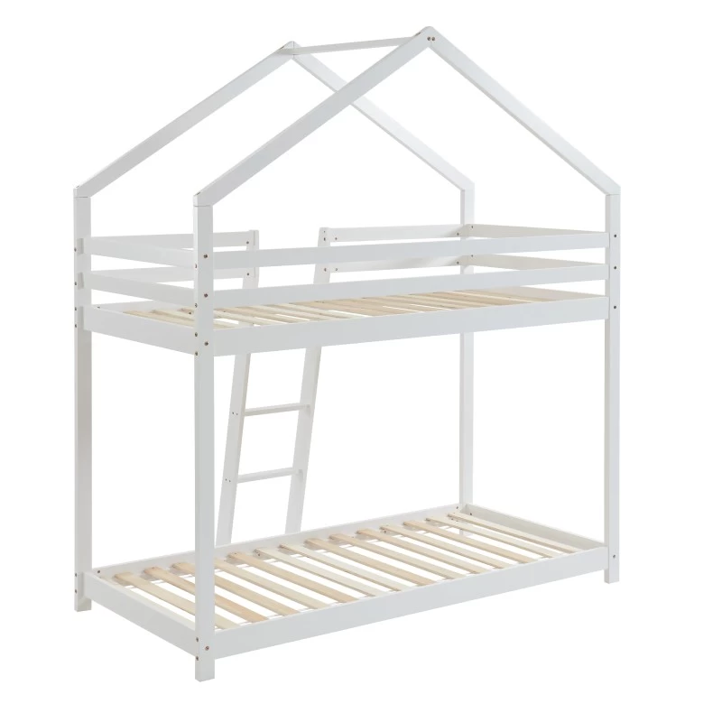Lit Cabane Superposé TINY Pin Blanc 90x190 Sommier Inclus 5 Lit Cabane Superposé TINY Pin Blanc 90x190 Sommier Inclus – Image 5