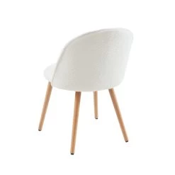 Lot De 2 Chaises MACARON Tissu Bouclettes écru Pieds Hêtre Massif -Meuble Déco Soldes lot de 2 chaises macaron tissu bouclettes ecru pieds hetre massif 5