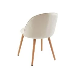 Lot De 2 Chaises MACARON Velours Beige Sable Pieds Hêtre Massif -Meuble Déco Soldes lot de 2 chaises macaron velours beige sable pieds hetre massif 5