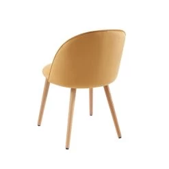 Lot De 2 Chaises MACARON Velours Jaune Ocre Pieds Hêtre Massif -Meuble Déco Soldes lot de 2 chaises macaron velours jaune ocre pieds hetre massif 5