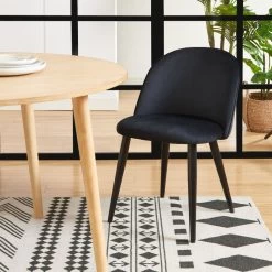 Lot De 2 Chaises MACARON Velours Noir Pieds Métal Noir 10 Lot De 2 Chaises MACARON Velours Noir Pieds Métal Noir -Meuble Déco Soldes lot de 2 chaises macaron velours noir pieds metal noir 1