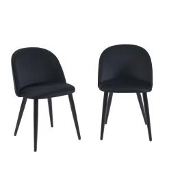 Lot De 2 Chaises MACARON Velours Noir Pieds Métal Noir 11 Lot De 2 Chaises MACARON Velours Noir Pieds Métal Noir -Meuble Déco Soldes lot de 2 chaises macaron velours noir pieds metal noir 2