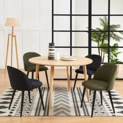 Lot De 2 Chaises MACARON Velours Noir Pieds Métal Noir