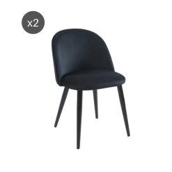 Lot De 2 Chaises MACARON Velours Noir Pieds Métal Noir 15 Lot De 2 Chaises MACARON Velours Noir Pieds Métal Noir -Meuble Déco Soldes lot de 2 chaises macaron velours noir pieds metal noir 6