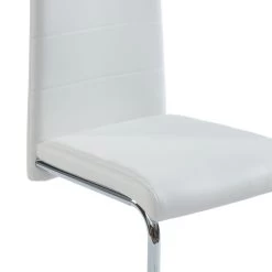 Lot De 2 Chaises MARA Simili Blanc Pieds Métal Chromé -Meuble Déco Soldes lot de 2 chaises mara simili blanc pieds en metal chrome 2