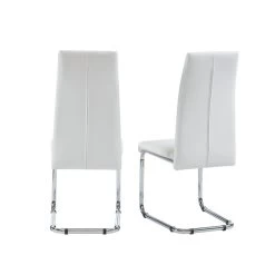 Lot De 2 Chaises MARA Simili Blanc Pieds Métal Chromé -Meuble Déco Soldes lot de 2 chaises mara simili blanc pieds en metal chrome 3