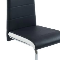 Lot De 2 Chaises MARA Simili Noir Et Blanc Pieds Métal Chromé -Meuble Déco Soldes lot de 2 chaises mara simili noir et blanc pieds en metal chrome 2