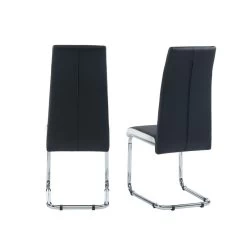 Lot De 2 Chaises MARA Simili Noir Et Blanc Pieds Métal Chromé -Meuble Déco Soldes lot de 2 chaises mara simili noir et blanc pieds en metal chrome 3