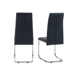 Lot De 2 Chaises MARA Simili Noir Pieds En Métal Chromé -Meuble Déco Soldes lot de 2 chaises mara simili noir pieds en metal chrome 2