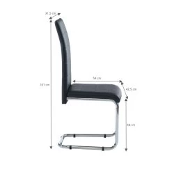 Lot De 2 Chaises MARA Simili Noir Pieds En Métal Chromé