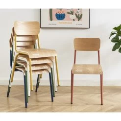 Lot De 2 Chaises PANTONE Jaune Moutarde Et Placage Frên -Meuble Déco Soldes lot de 2 chaises pantone jaune moutarde et placage fren 1