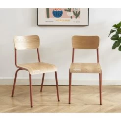 Lot De 2 Chaises PANTONE Terracotta Et Placage Frêne