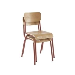 Lot De 2 Chaises PANTONE Terracotta Et Placage Frêne -Meuble Déco Soldes lot de 2 chaises pantone terracotta et placage frene 8