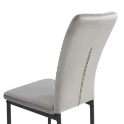 Lot De 2 Chaises POPPY Velours Gris Pieds En Métal Noir -Meuble Déco Soldes lot de 2 chaises poppy velours gris pieds en metal noir 2