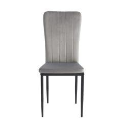 Lot De 2 Chaises POPPY Velours Gris Pieds En Métal Noir -Meuble Déco Soldes lot de 2 chaises poppy velours gris pieds en metal noir 4