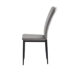 Lot De 2 Chaises POPPY Velours Gris Pieds En Métal Noir -Meuble Déco Soldes lot de 2 chaises poppy velours gris pieds en metal noir 6