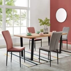 Lot De 2 Chaises POPPY Velours Rose Pieds En Métal Noir