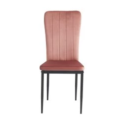 Lot De 2 Chaises POPPY Velours Rose Pieds En Métal Noir -Meuble Déco Soldes lot de 2 chaises poppy velours rose pieds en metal noir 4