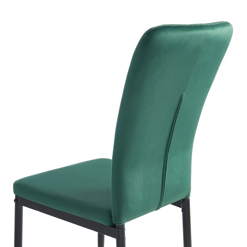 Lot De 2 Chaises POPPY Velours Vert Pieds En Métal Noir 3 Lot De 2 Chaises POPPY Velours Vert Pieds En Métal Noir – Image 3