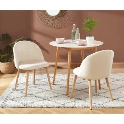 Lot De 2 Chaises SHELL Velours Beige Sable Design Coquillage