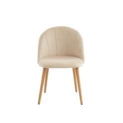 Lot De 2 Chaises SHELL Velours Beige Sable Design Coquillage -Meuble Déco Soldes lot de 2 chaises shell velours beige sable design coquillage 4