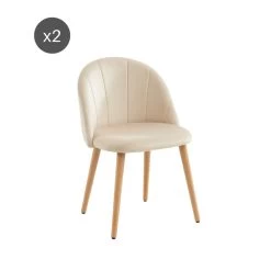 Lot De 2 Chaises SHELL Velours Beige Sable Design Coquillage -Meuble Déco Soldes lot de 2 chaises shell velours beige sable design coquillage 5