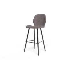 Lot De 2 Tabourets De Bar ETHAN En PU Gris -Meuble Déco Soldes lot de 2 tabourets ethan en pu gris 3