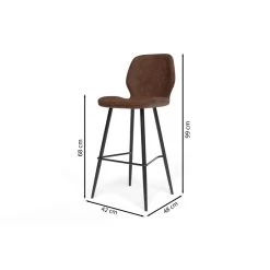 Lot De 2 Tabourets De Bar ETHAN En PU Marron -Meuble Déco Soldes lot de 2 tabourets ethan en pu marron 6