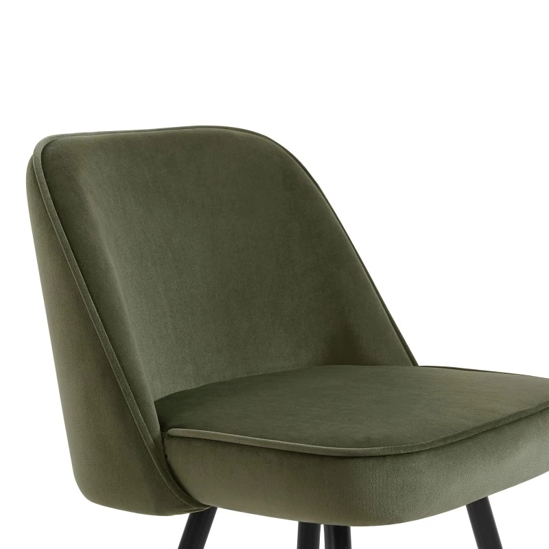 Lot De 2 Tabourets EUGENE En Velours Kaki Avec Pieds Noir Et Doré 3 Lot De 2 Tabourets EUGENE En Velours Kaki Avec Pieds Noir Et Doré – Image 3