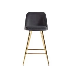 Lot De 2 Tabourets EUGENE En Velours Gris Foncé Avec Pieds Dorés 8 Lot De 2 Tabourets EUGENE En Velours Gris Foncé Avec Pieds Dorés -Meuble Déco Soldes lot de 2 tabourets eugene 2