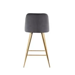 Lot De 2 Tabourets EUGENE En Velours Gris Foncé Avec Pieds Dorés 9 Lot De 2 Tabourets EUGENE En Velours Gris Foncé Avec Pieds Dorés -Meuble Déco Soldes lot de 2 tabourets eugene 3