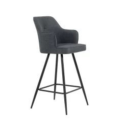 Lot De 2 Tabourets GUSTAVE En Tissu Gris Avec Pieds Noir 11 Lot De 2 Tabourets GUSTAVE En Tissu Gris Avec Pieds Noir -Meuble Déco Soldes lot de 2 tabourets gustave 11