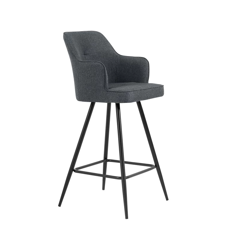 Lot De 2 Tabourets GUSTAVE En Tissu Gris Avec Pieds Noir 6 Lot De 2 Tabourets GUSTAVE En Tissu Gris Avec Pieds Noir – Image 6