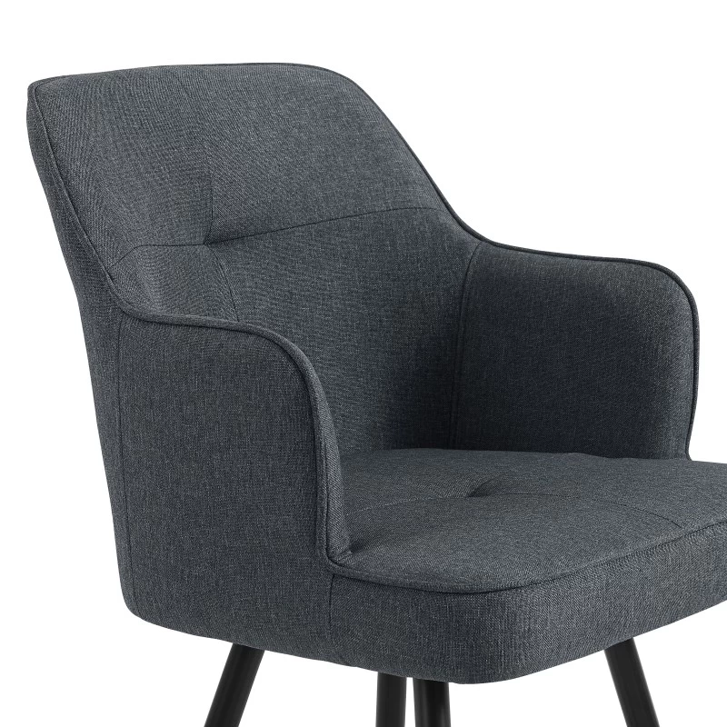 Lot De 2 Tabourets GUSTAVE En Tissu Gris Avec Pieds Noir 3 Lot De 2 Tabourets GUSTAVE En Tissu Gris Avec Pieds Noir – Image 3