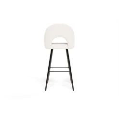 Lot De 2 Tabourets De Bar KYLE Tissu Bouclette Blanc Piètement Métal Noir -Meuble Déco Soldes lot de 2 tabourets kyle en teddy blanc 4