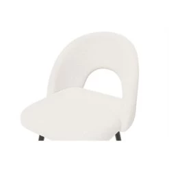 Lot De 2 Tabourets De Bar KYLE Tissu Bouclette Blanc Piètement Métal Noir -Meuble Déco Soldes lot de 2 tabourets kyle en teddy blanc 5